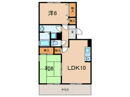 フレマリール住吉(2LDK/1階)の間取り写真