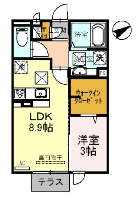 ルクプルFII(1LDK/1階)の間取り写真