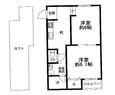 グランビア富木駅前(2K/2階)の間取り写真
