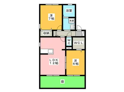 ポワール(2LDK/1階)の間取り写真