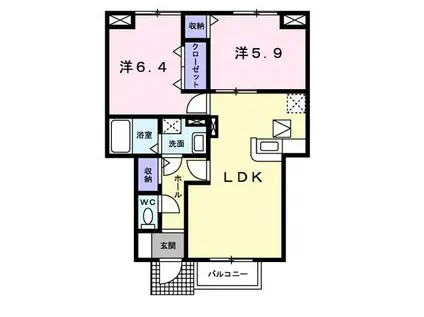 エターナル(2LDK/1階)の間取り写真