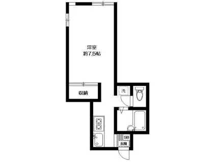 レジデンス二方(ワンルーム/1階)の間取り写真