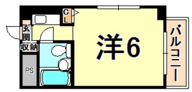 猪名寺パークマンションI(ワンルーム/5階)の間取り写真