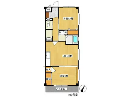 アシダハイツ(2LDK/1階)の間取り写真