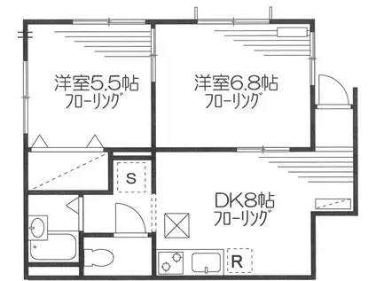 パルコート神楽坂(2DK/1階)の間取り写真