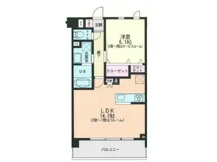 ドゥヴァン ル パルク(1LDK/4階)の間取り写真