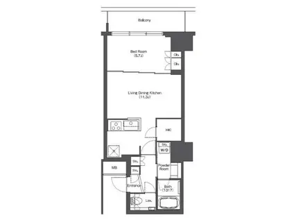 東京ポートシティ竹芝 レジデンスタワー(1LDK/15階)の間取り写真