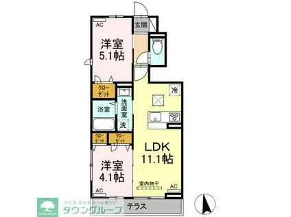 エスタシオン(2LDK/1階)の間取り写真