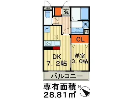 エヴァーラスティング千葉(1DK/1階)の間取り写真