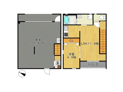 KRONOSV(1LDK/1階)の間取り写真