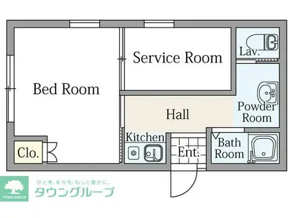 ブルーハイツ(1SK/1階)の間取り写真