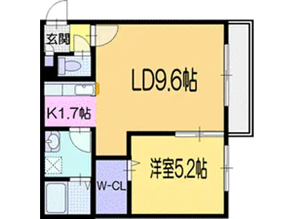 LUANA栄通(1LDK/1階)の間取り写真