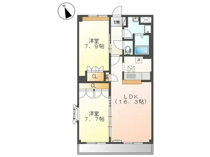 サンガーデン曙(2LDK/1階)の間取り写真