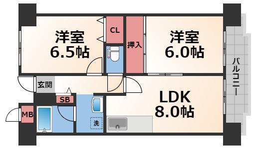 友井グレイス(2LDK/2階)の間取り写真
