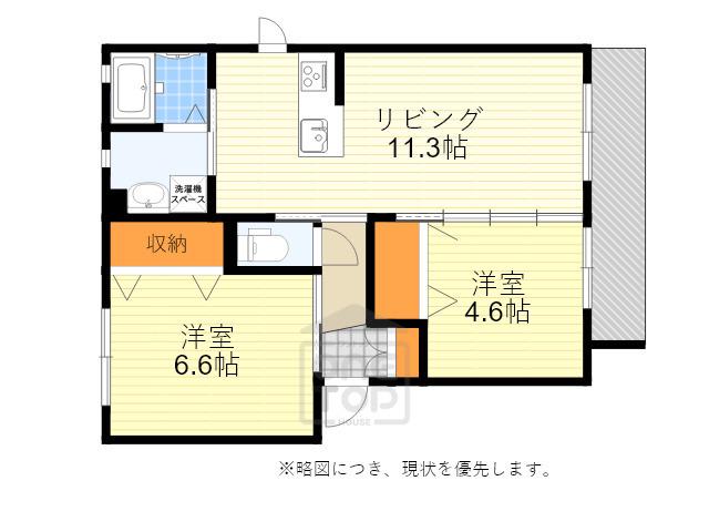 ブライトンベル2(2LDK/1階)の間取り写真