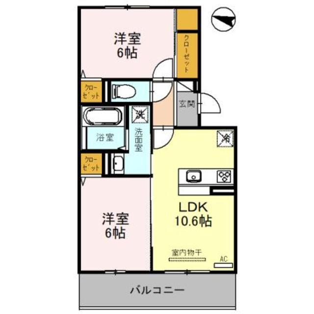 D-ROOM瀬戸川(2LDK/2階)の間取り写真