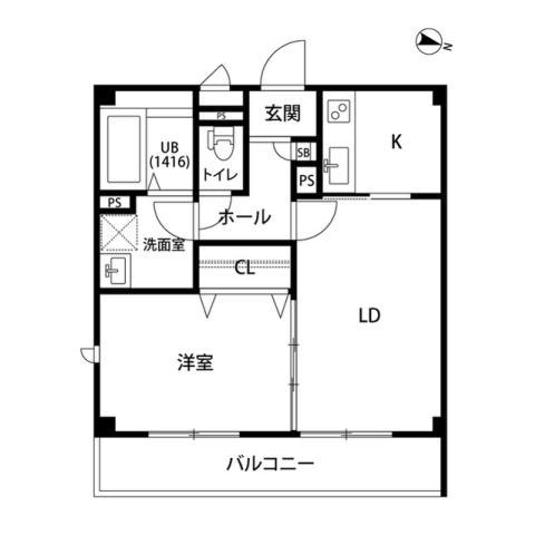 アンプルールフェール今津(1LDK/1階)の間取り写真