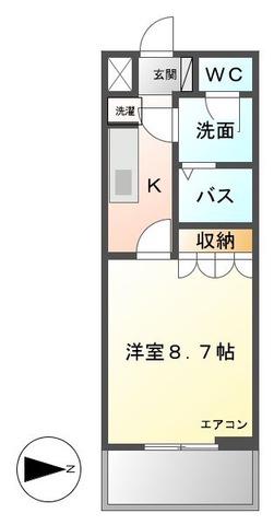 ONE PIECE(1K/2階)の間取り写真