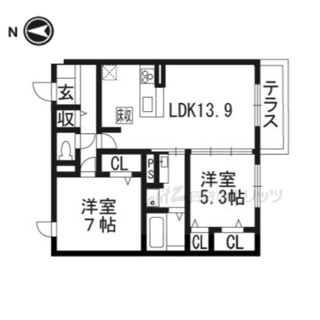 セジュール春日(2LDK/1階)の間取り写真