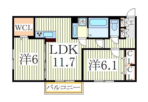 ティアラIII(2LDK/3階)の間取り写真