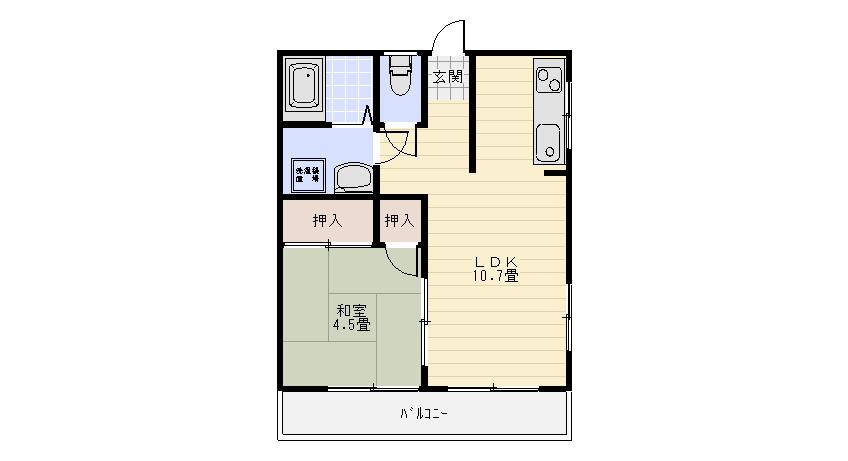 リバーサイドハイツ荘園(1LDK/4階)の間取り写真