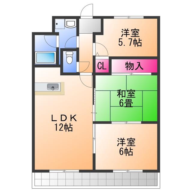 エントピア福泉(2LDK/2階)の間取り写真