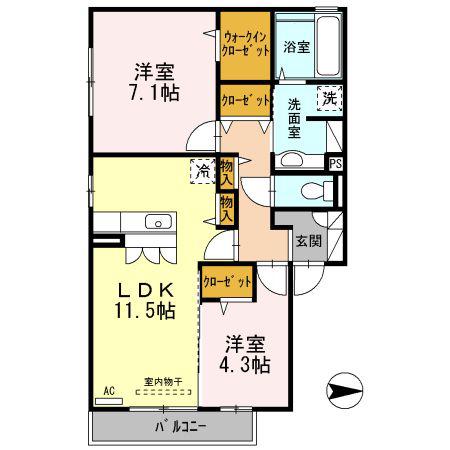 DROOM青山 A棟(2LDK/2階)の間取り写真