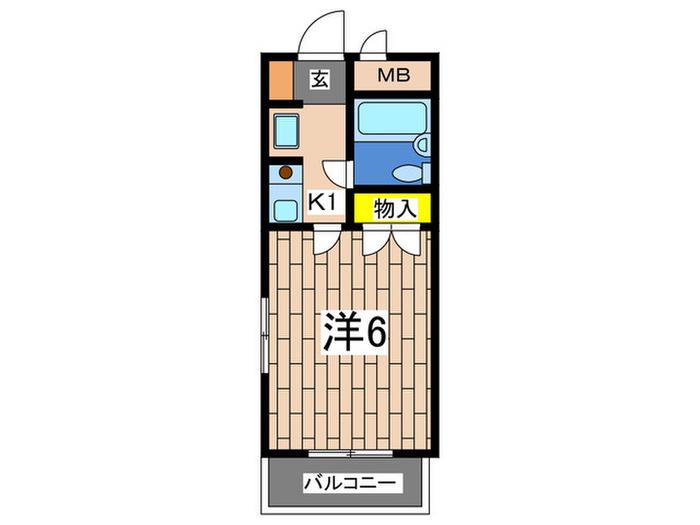 ピースフルハウス(1K/4階)の間取り写真