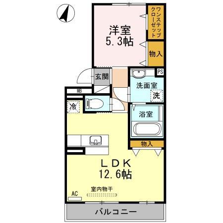 ベルヴュー A棟(1LDK/3階)の間取り写真