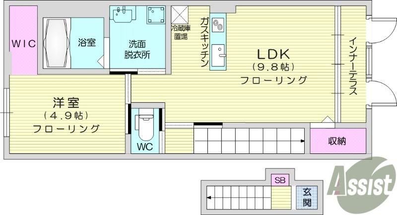 リバティコート H&MⅢ(1LDK/2階)の間取り写真