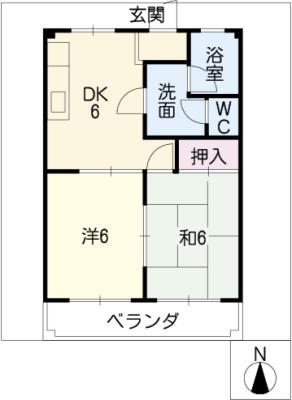 村瀬マンション(2DK/2階)の間取り写真