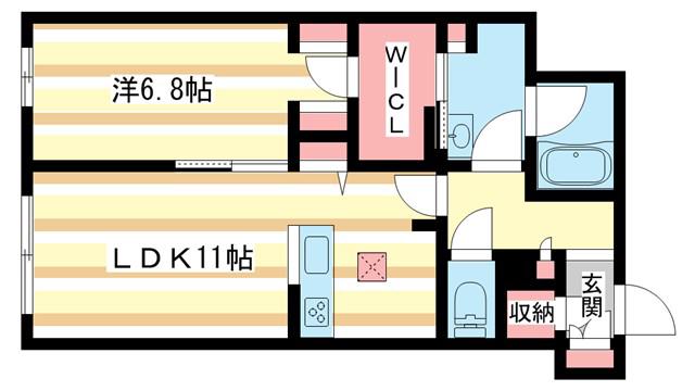 INFINI(1LDK/1階)の間取り写真
