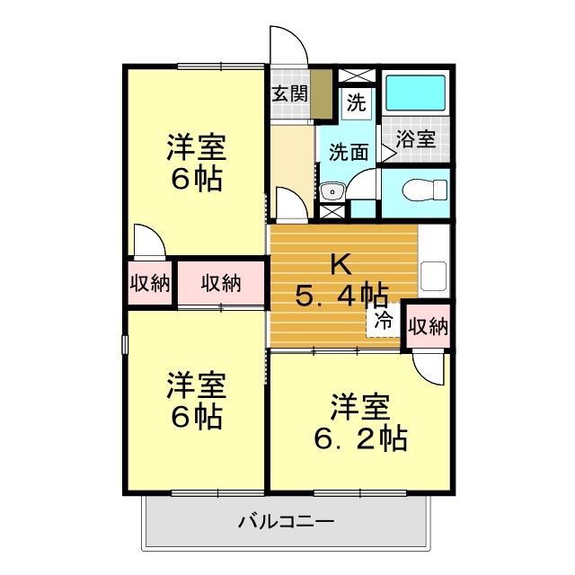 ビレッジストーンI(3K/2階)の間取り写真