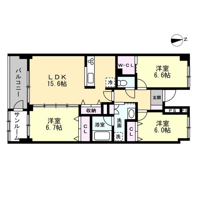 シェモア丸の内(3LDK/1階)の間取り写真