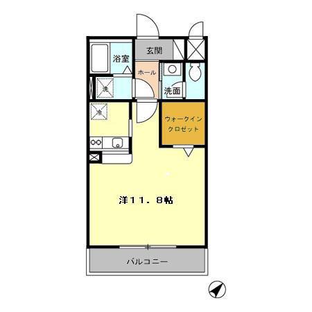 GRANDEUR陶館(ワンルーム/1階)の間取り写真
