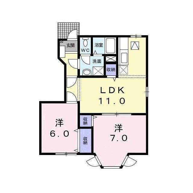 トランキルメゾン(2LDK/1階)の間取り写真
