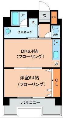 EVER GREEN 顕徳(1DK/4階)の間取り写真