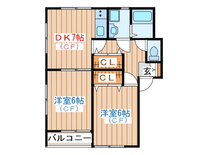 メリディアン南中山(2DK/3階)の間取り写真