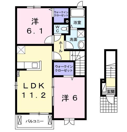 グッティI(2LDK/2階)の間取り写真