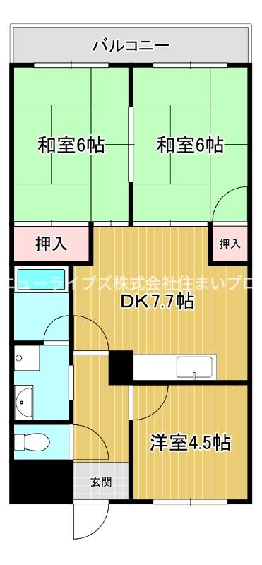サンミネマツ(3DK/4階)の間取り写真