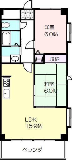KASUGAハイツ(2LDK/2階)の間取り写真