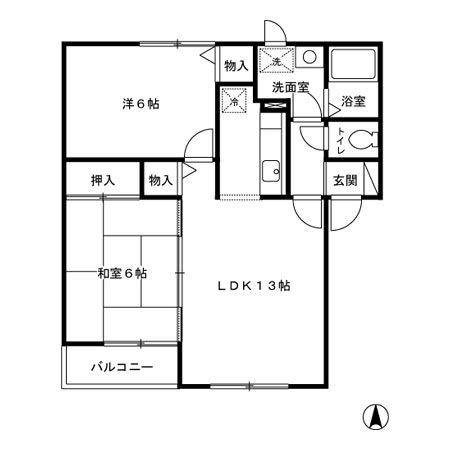 ハイセレールフジ(2LDK/1階)の間取り写真