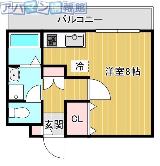 ピュアみやび3(ワンルーム/4階)の間取り写真