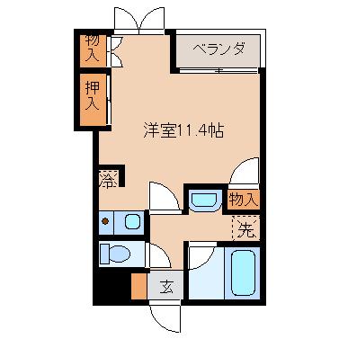 ドレッセ高岡(ワンルーム/2階)の間取り写真