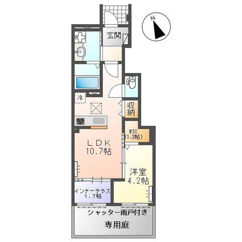 小信中島郷西アパート(1LDK/1階)の間取り写真