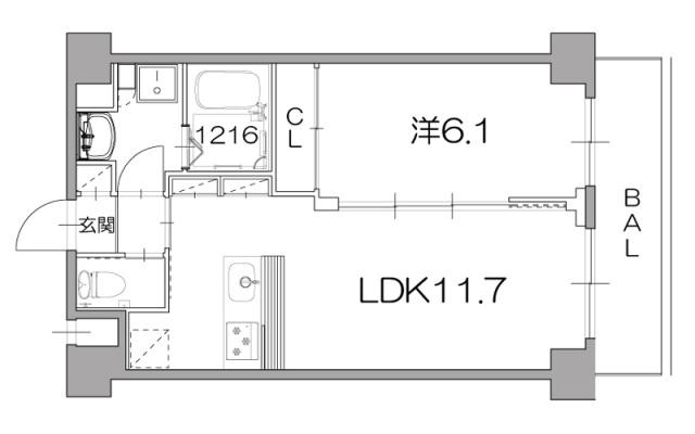 レグルス(1LDK/7階)の間取り写真