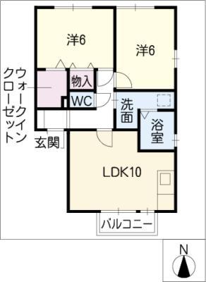 コーポ・幸I B棟(2LDK/2階)の間取り写真