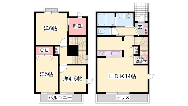 プチウエストIII D棟(3LDK/1階)の間取り写真