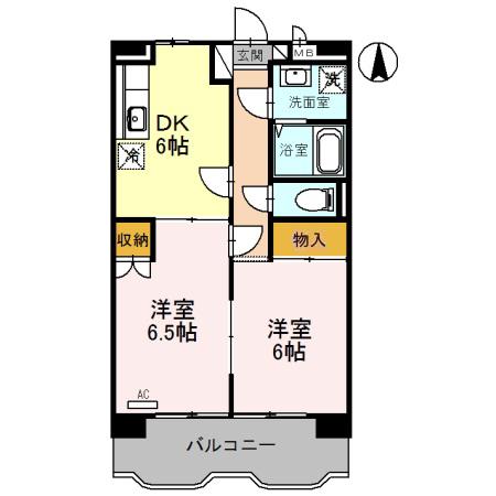 エクレールブラン(2DK/3階)の間取り写真