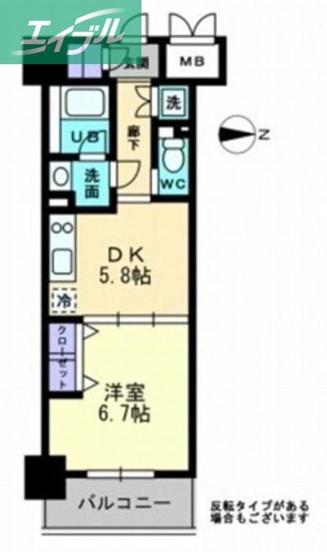 アルファレガロ西古松(1DK/5階)の間取り写真